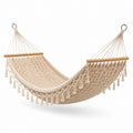 Amaca in Cotone Intrecciato con Frange Beige 200x150 cm