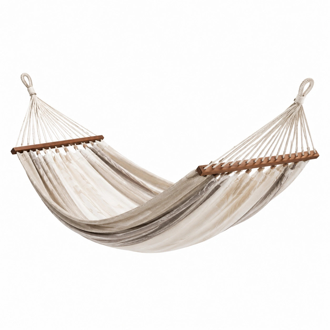 Amaca in Cotone con Barre di Legno Beige