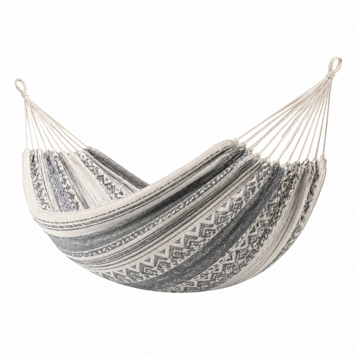 Amaca in Cotone con Motivo Geometrico Grigio e Bianco