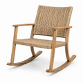 Sedia a dondolo in legno e rattan beige