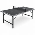 Tavolo da ping pong in MDF nero con rete in acciaio