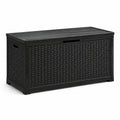 Baule da giardino in plastica effetto rattan nero