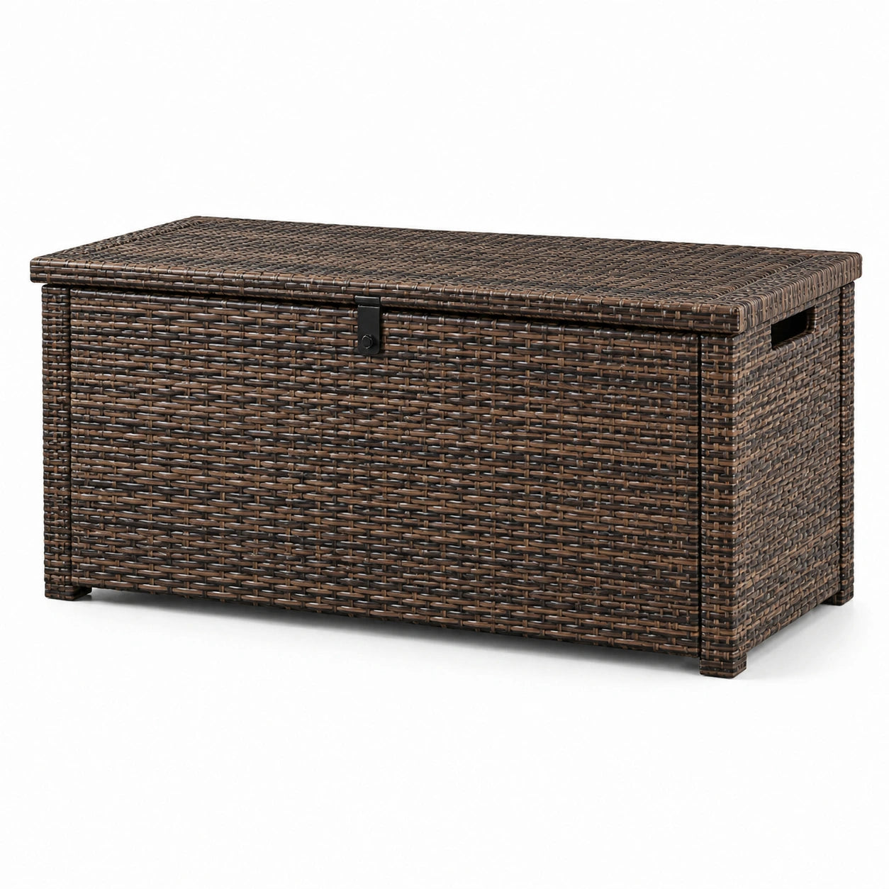 Baule in polyrattan marrone con interno impermeabile